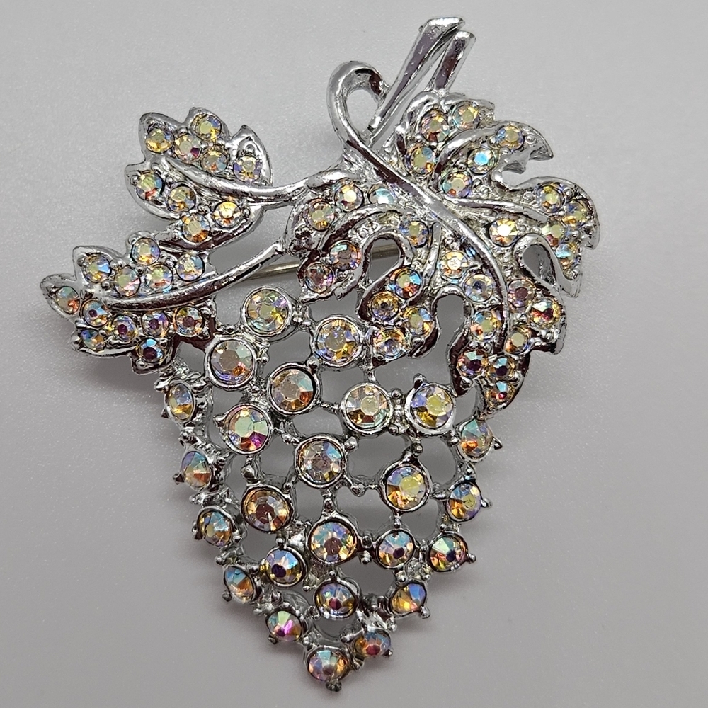 Vintage Aurora Borealis grapes brooch